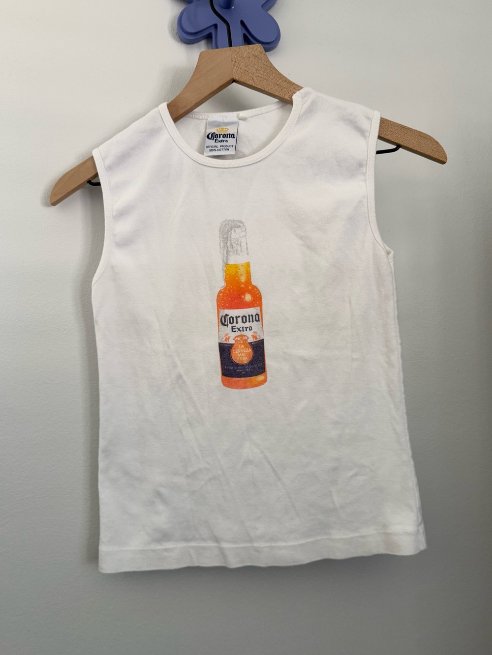 Corona Beer Bottle Graphic Small/Medium White Distressed Tank Vintage Y2K Cancun
